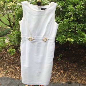 Talbots Two Ring Belt Band White Midi Dress